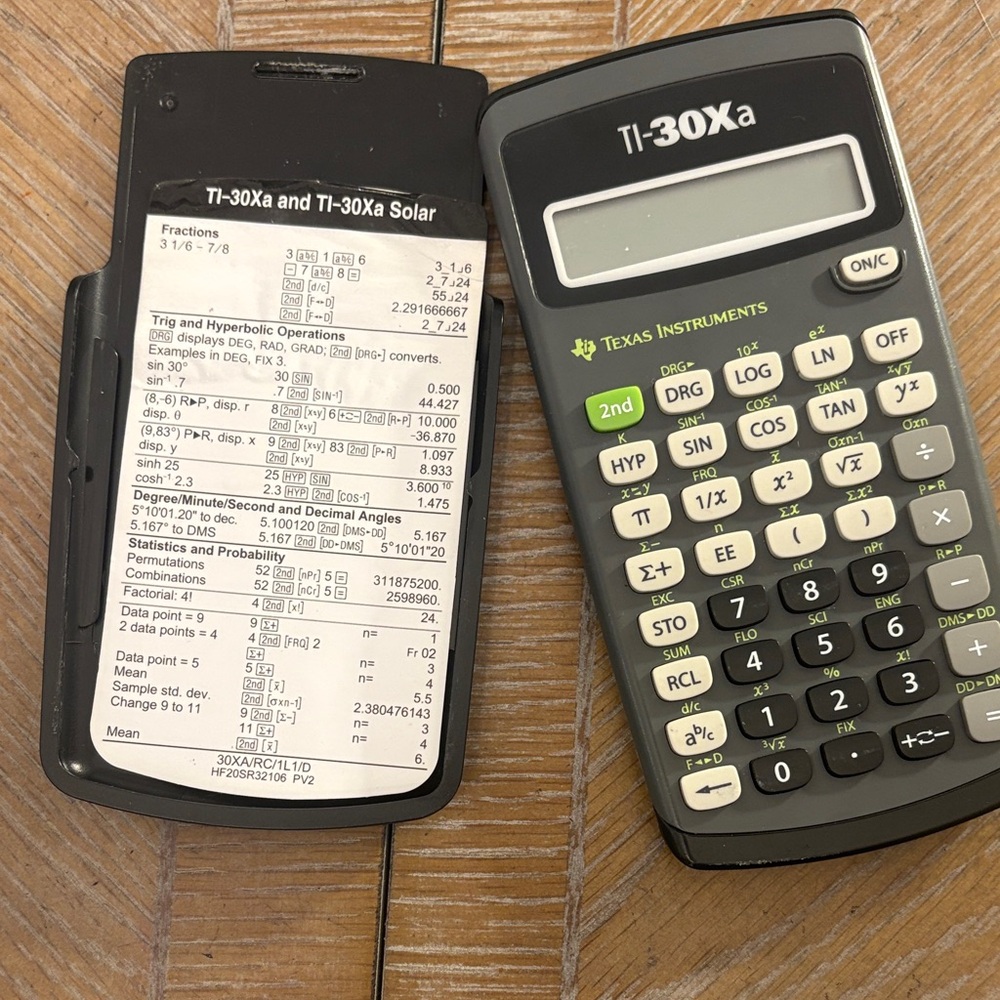 Texas Instruments TI-30Xa Black and White Calculator